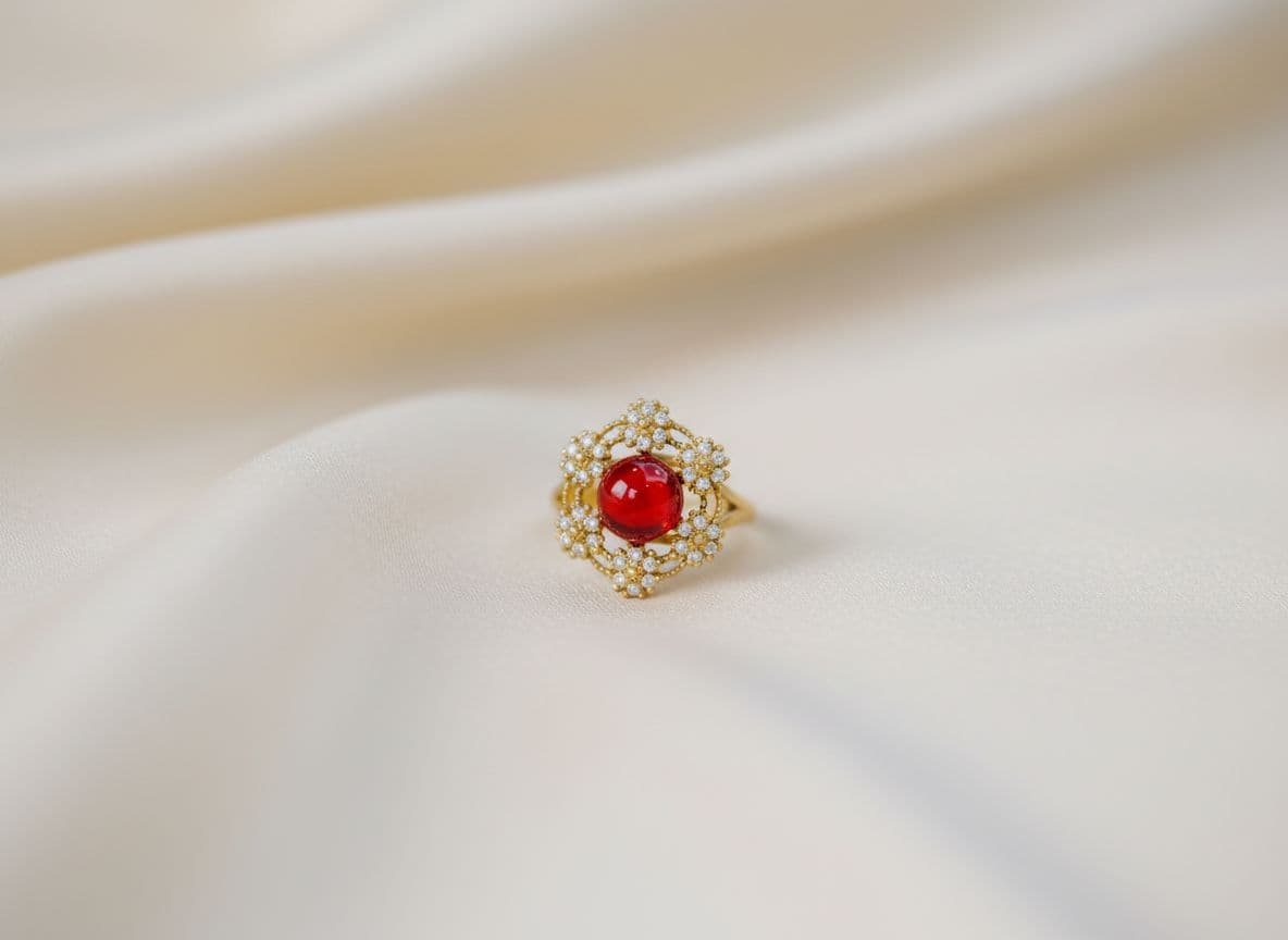 خاتم بهالة من كهرمان البلطيق